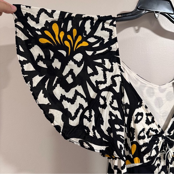 Farm Rio for Anthropologie Flutter-Sleeved Maxi Dress Size Medium Black White - Picture 6 of 16